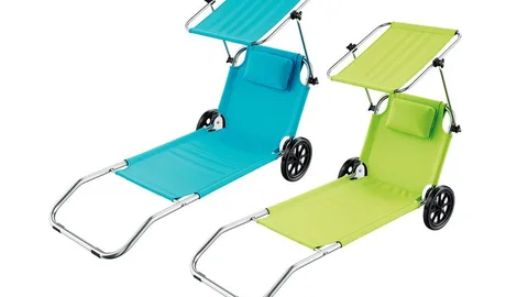 Tumbona de playa con ruedas y toldo