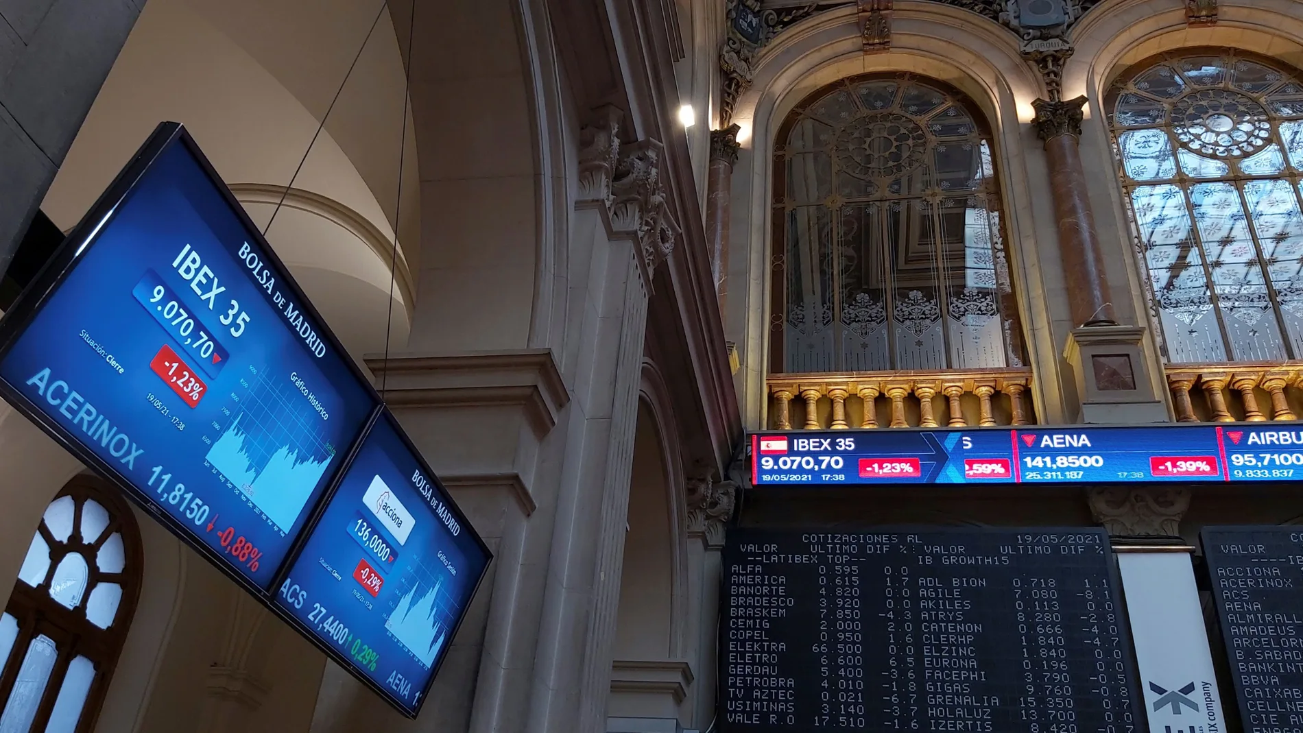 El Ibex 35, el principal índice de la Bolsa española, ha caído hoy un 1,23 %