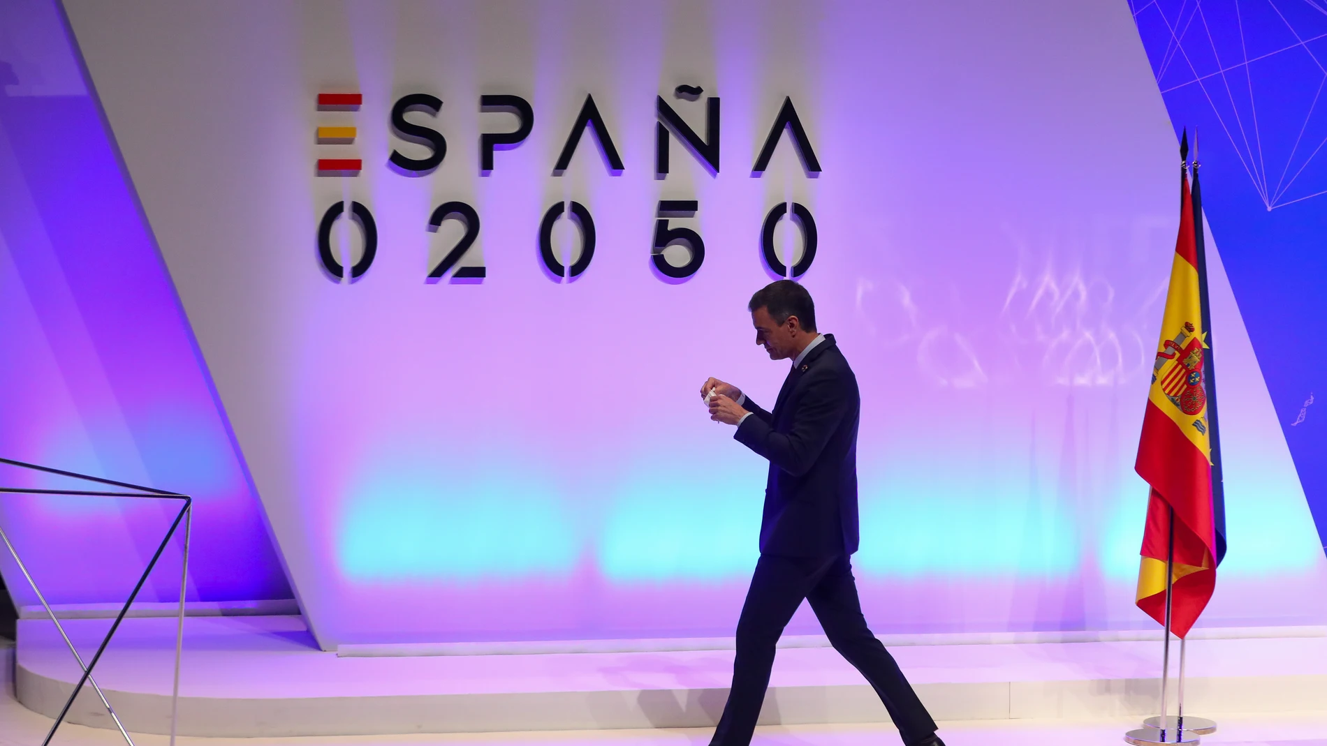El presidente del Gobierno, Pedro Sánchez, a su llegada para intervenir en la presentación del proyecto España 2050