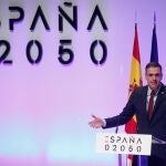 El presidente Pedro Sánchez durante la presentación del proyecto España 2050