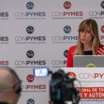Begoña Gómez, esposa de Pedro Sánchez, durante la presentación de la nueva patronal Conpymes