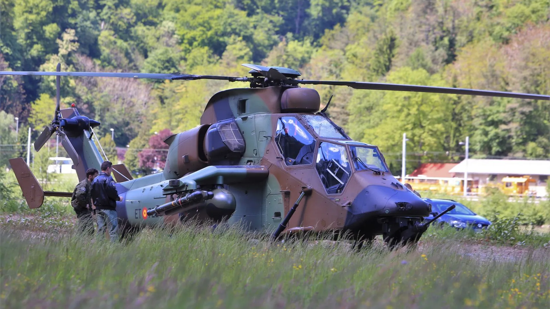 Helicóptero "Tigre" español tras el accidente