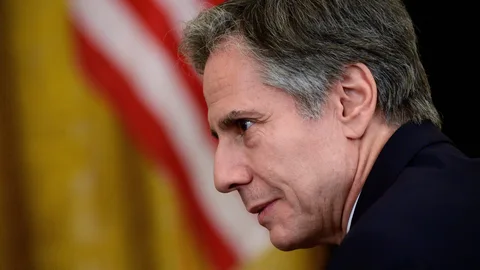 El secretario de Estado de EE UU Antony Blinken antes de una comparecencia el pasado 21 de mayo