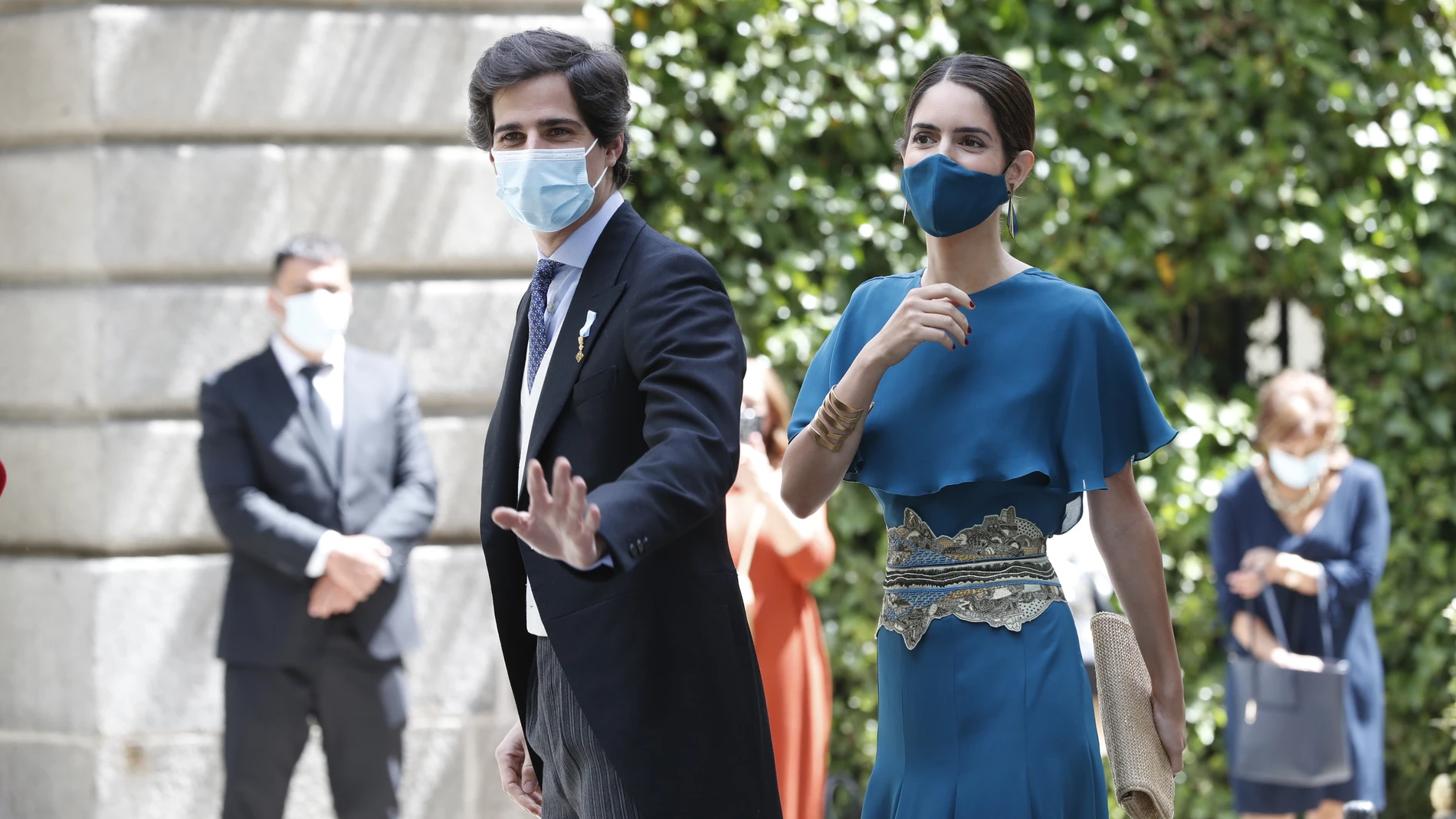 Fernando Fitz James and Sofia Palazuelo during the wedding of Carlos Fitz James Stuart y Solis and Belen Corsini in Madrid on Saturday, 22 May 2021