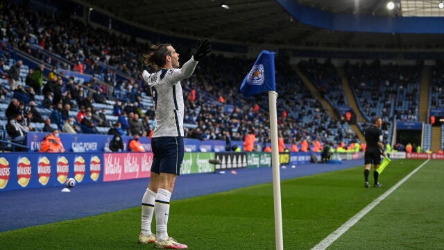 Gareth Bale celebra uno de los goles que marcó con el Tottenham