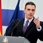 El presidente del Gobierno, Pedro Sánchez, ayer en Bruselas