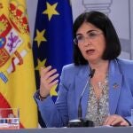 La ministra de Sanidad, Carolina Darias, ofrece una rueda de prensa al término de la reunión del Consejo Interterritorial del Sistema Nacional de Salud en el Palacio de la Moncloa, en Madrid