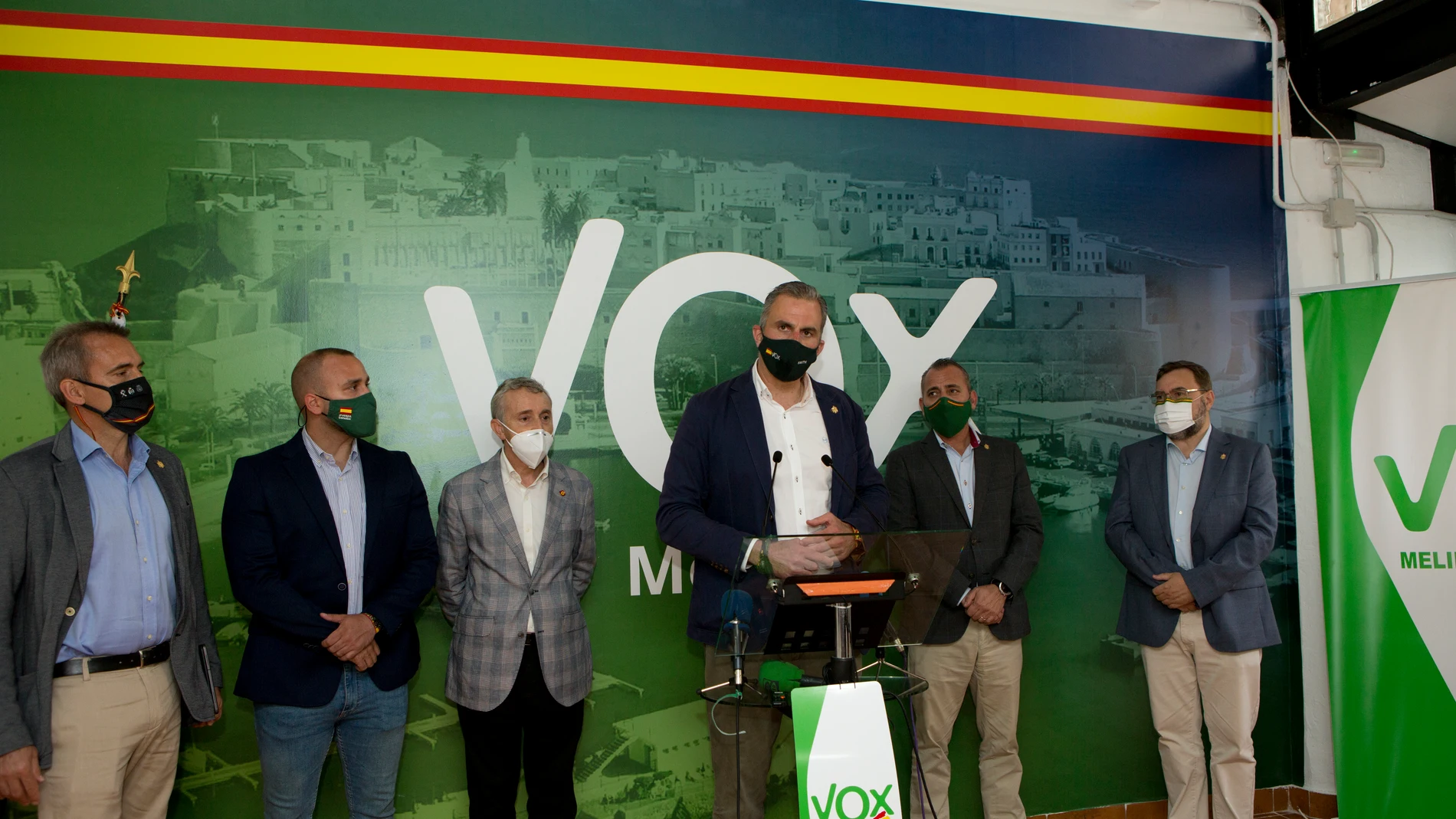 El secretario general de Vox, Javier Ortega Smith, en la nueva sede del partido en Melilla