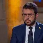El presidente de la Generalitat, Pere Aragonès, durante su primera entrevista televisada desde que asumió el cargo, y que ha emitido TV3 este miércoles 26 de mayo de 2021.TV326/05/2021