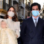 Sofía Palazuelo en el bautizo de su hija en Sevilla.