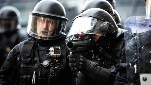 Mossos antidisturbios, en una protesta contra el Consejo de Ministros en Barcelona