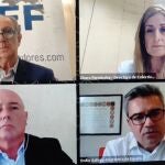 De izq. a drcha, y de arriba a abajo: Eduardo Abadía, director ejecutivo de la Asociación Española de Franquiciadores; Charo Fernández Álvarez, directora de colectivos profesionales de Banco Sabadell; Gabi Moya Ferrer, director de franquicias de Banco Sabadell, y Emilio Gallego Zuazo, secretario general de la Confederación de Hostelería.