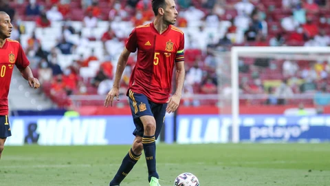 Busquets, durante el amistoso que jugó la selección española el pasado viernes contra Portugal en el Wanda Metropolitano