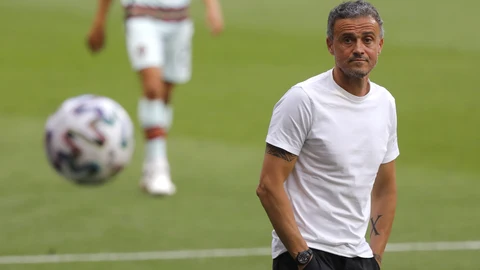 Luis Enrique, en el amistoso España-Portugal disputado en el Metropolitano
