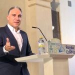Elías Bendodo, portavoz del PP-A y presidente del PP de Málaga, en rueda de prensa