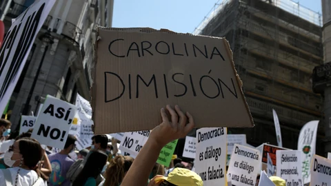 Imagen de la manifestación de ayer de los MIR contra la gestión de Sanidad por su elección de plazas