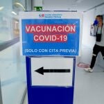 Señal del dispositivo de vacunación en el Hospital Severo Ochoa de Leganés, Leganés, Madrid, (España)
