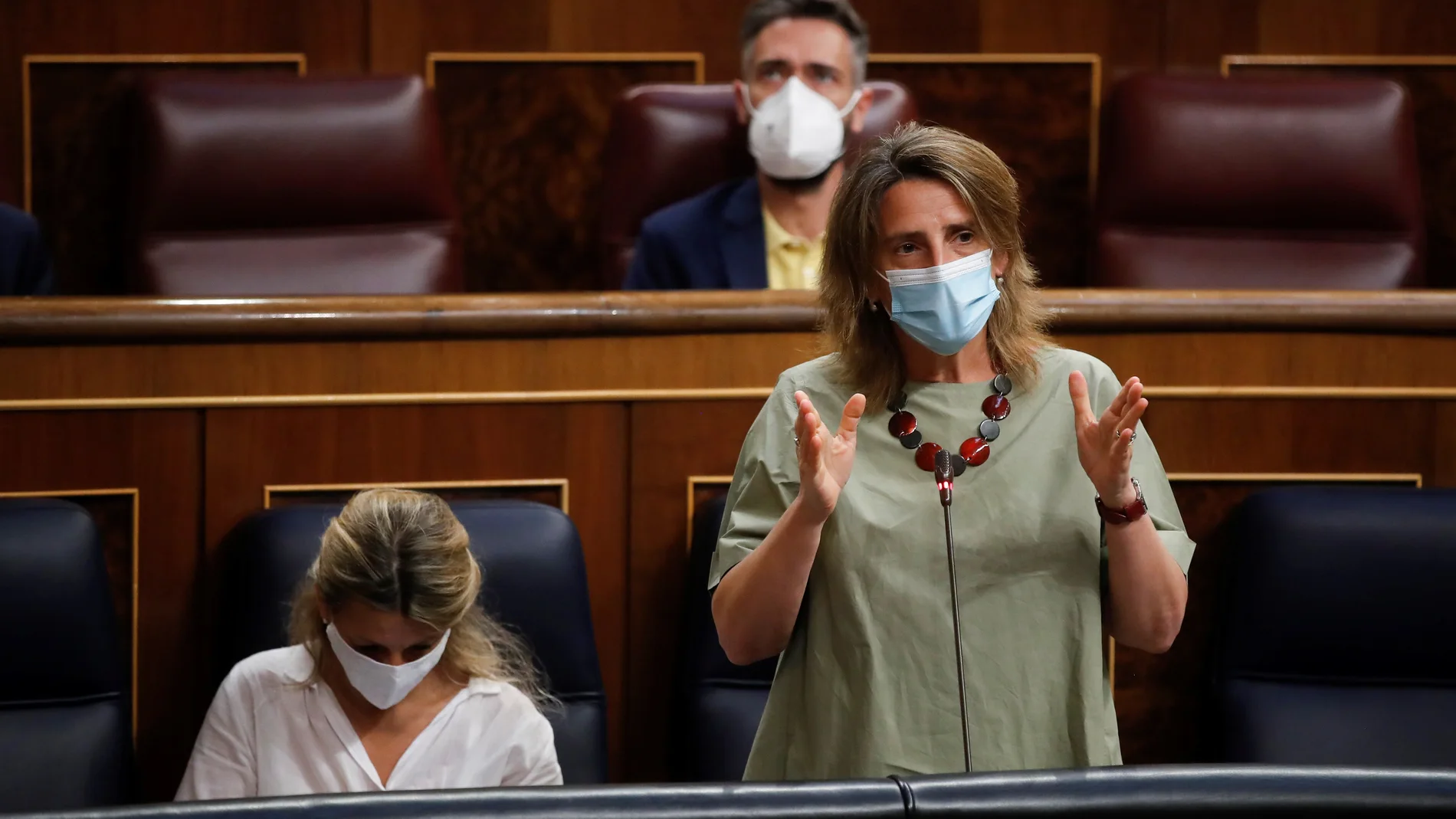 La ministra de Transición Ecológica, Teresa Ribera, durante una nueva sesión de control al Gobierno este miércoles en el Congreso de los Diputados.