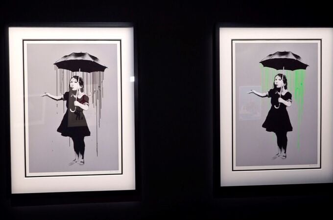 "Girl with umbrella", en una exposición dedicada a Banksy