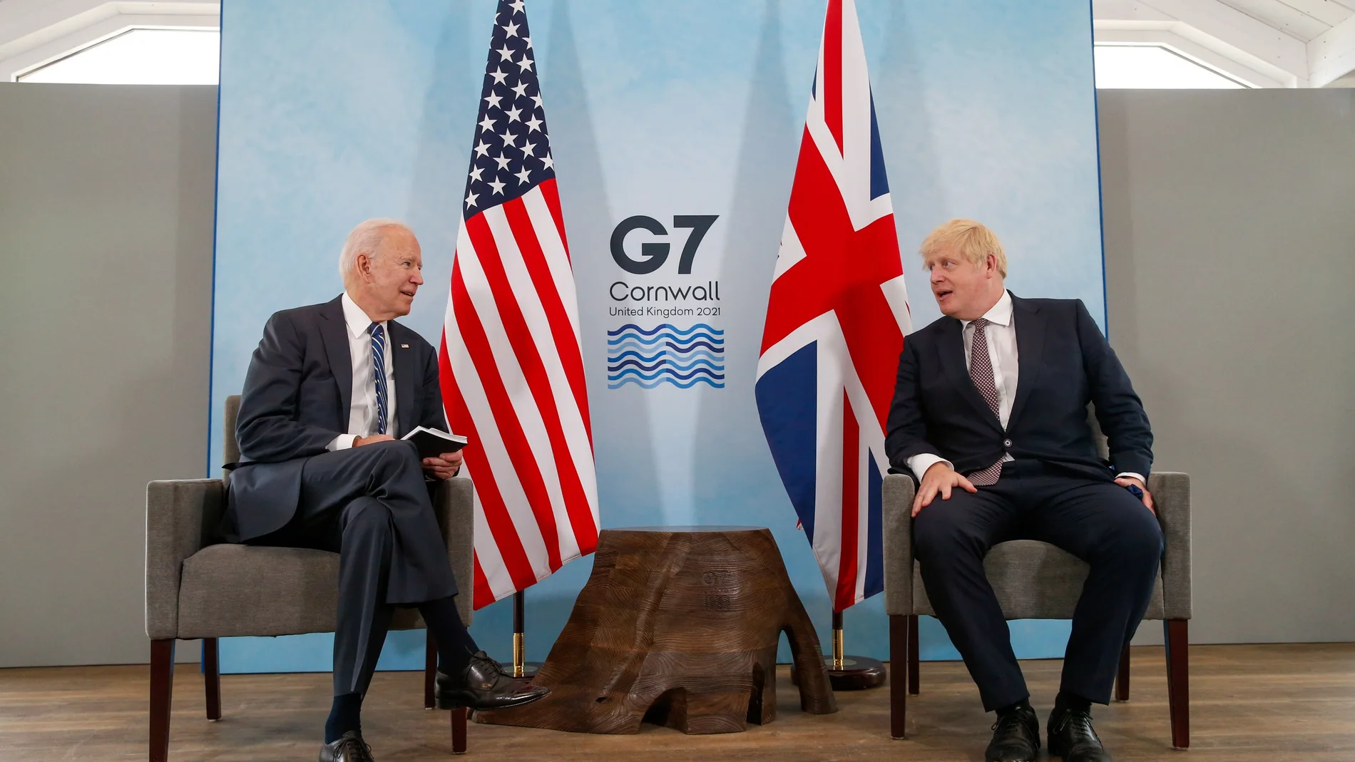 Encuentro bilateral entre el primer ministro británico, Boris Johnson, y el presidente de EE UU, Joe Biden