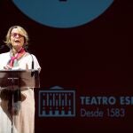 La directora Natalia Menéndez durante la presentación de la nueva programación del Teatro Español y las Naves del Matadero