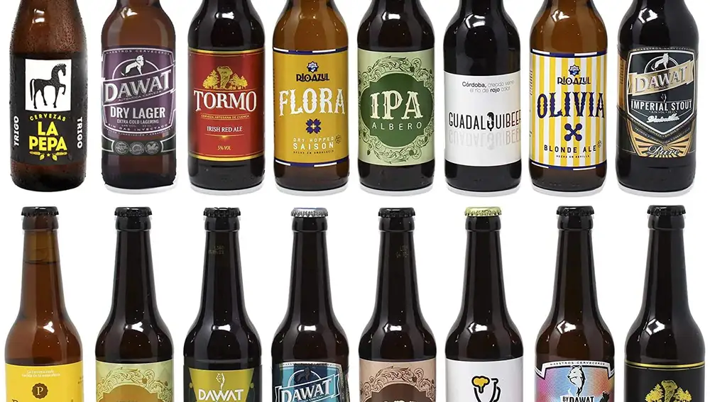 Selección de cervezas artesanales de distintos tipos
