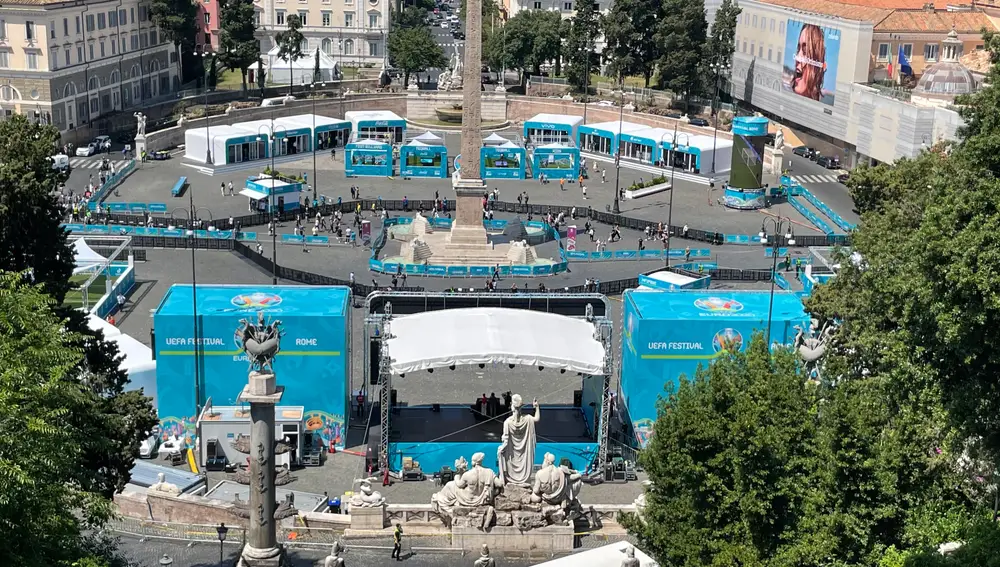La Piazza del Popolo preparada para la UEFA EURO 2020
