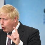 El primer ministro británico, Boris Johnson, en la rueda de prensa final de la cumbre