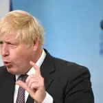 El primer ministro británico, Boris Johnson, en la rueda de prensa final de la cumbre