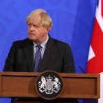 El primer ministro, Boris Johnson, durante una rueda de prensa sobre el relajamiento de las restricciones por coronavirus del pasado 14 de junio