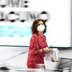 La ministra de Hacienda, María Jesús Montero, a su llegada a una rueda de prensa posterior al Consejo de Ministros