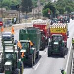 Protesta de 200 tractores entre las localidades granadinas de Láchar y Moraleda de Zafayona el pasado junio