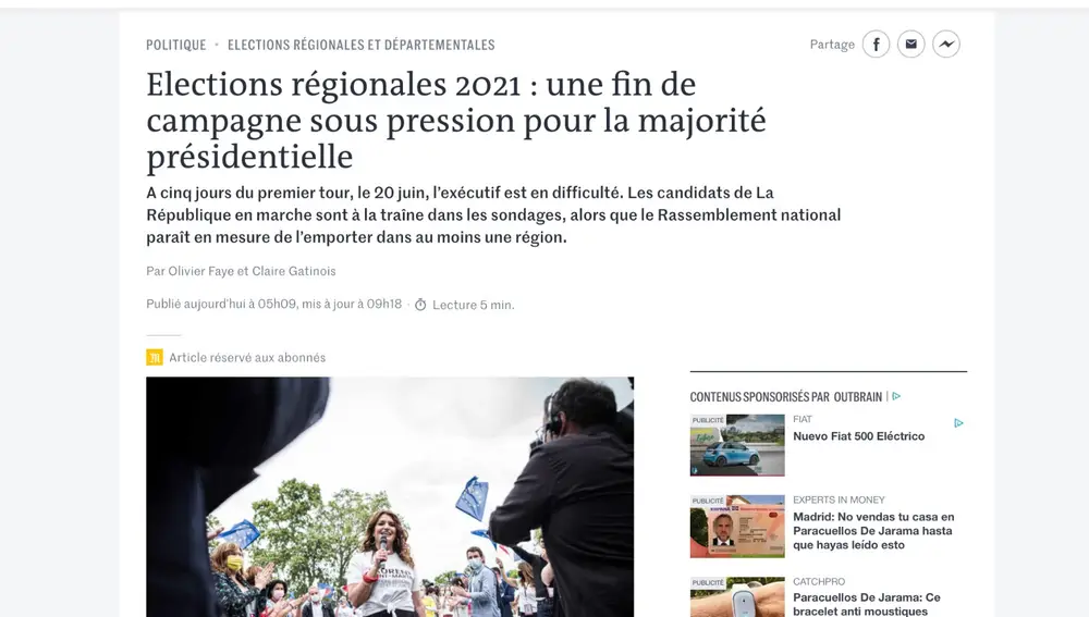 Le Monde abre con las elecciones regionales en Francia