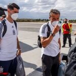Álvaro Morata y Luis Enrique, en el viaje a Sevilla de la selección española antes del partido ante Polonia