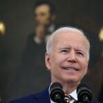 El presidente de EE UU, Joe Biden, durante una rueda de prensa sobre la respuesta contra la covid-19