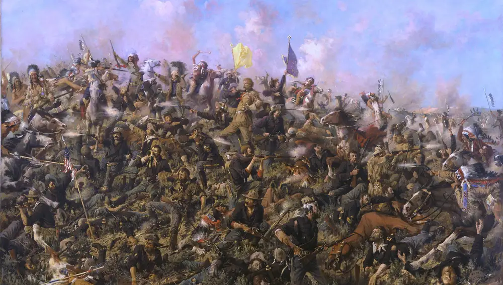 Recreación del pintor Edgar Samuel Paxson de los últimos momentos de Custer y sus hombres