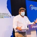 El presidente de la Región de Murcia, hoy en el Congreso del PP celebrado en Almería