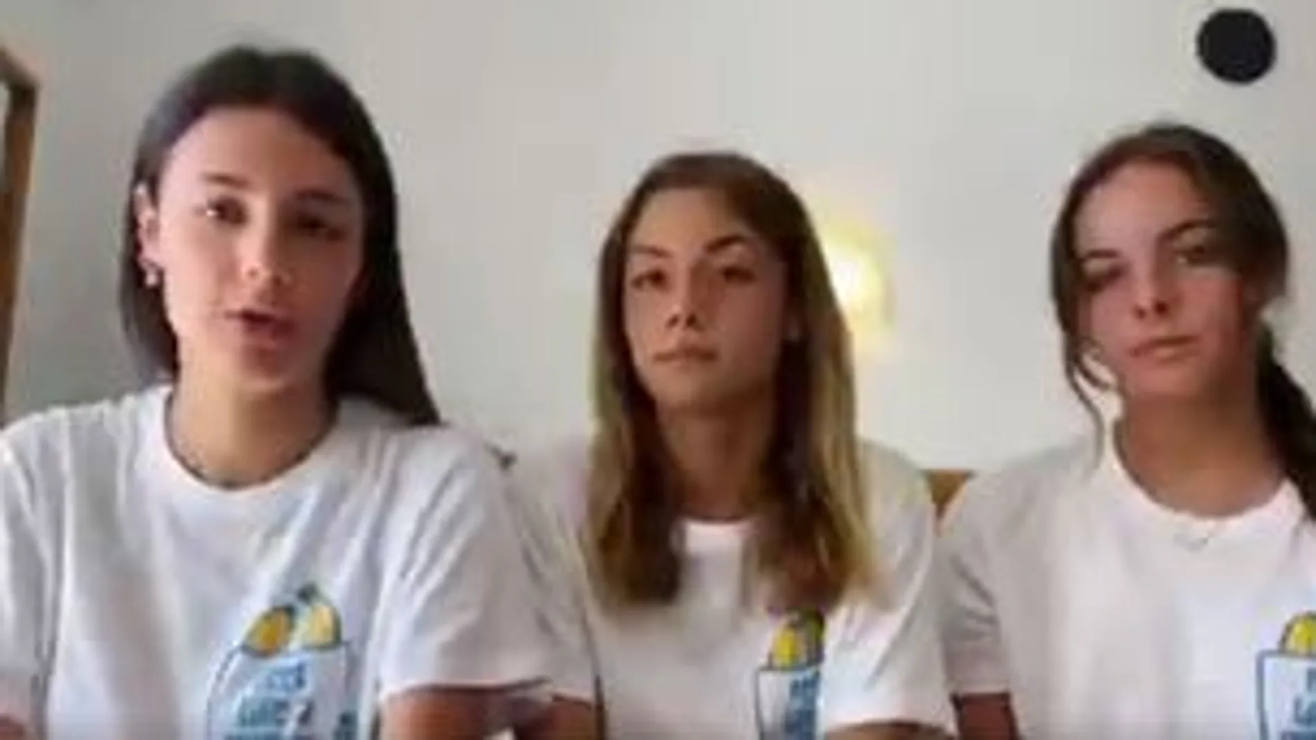 Isabel, Blanca y Lola en una imagen del vídeo que han compartido en Twitter