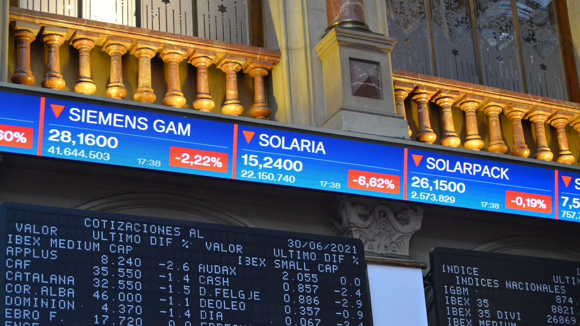 El Ibex 35, el principal índice de la bolsa española, bajó este miércoles un 1,05 %