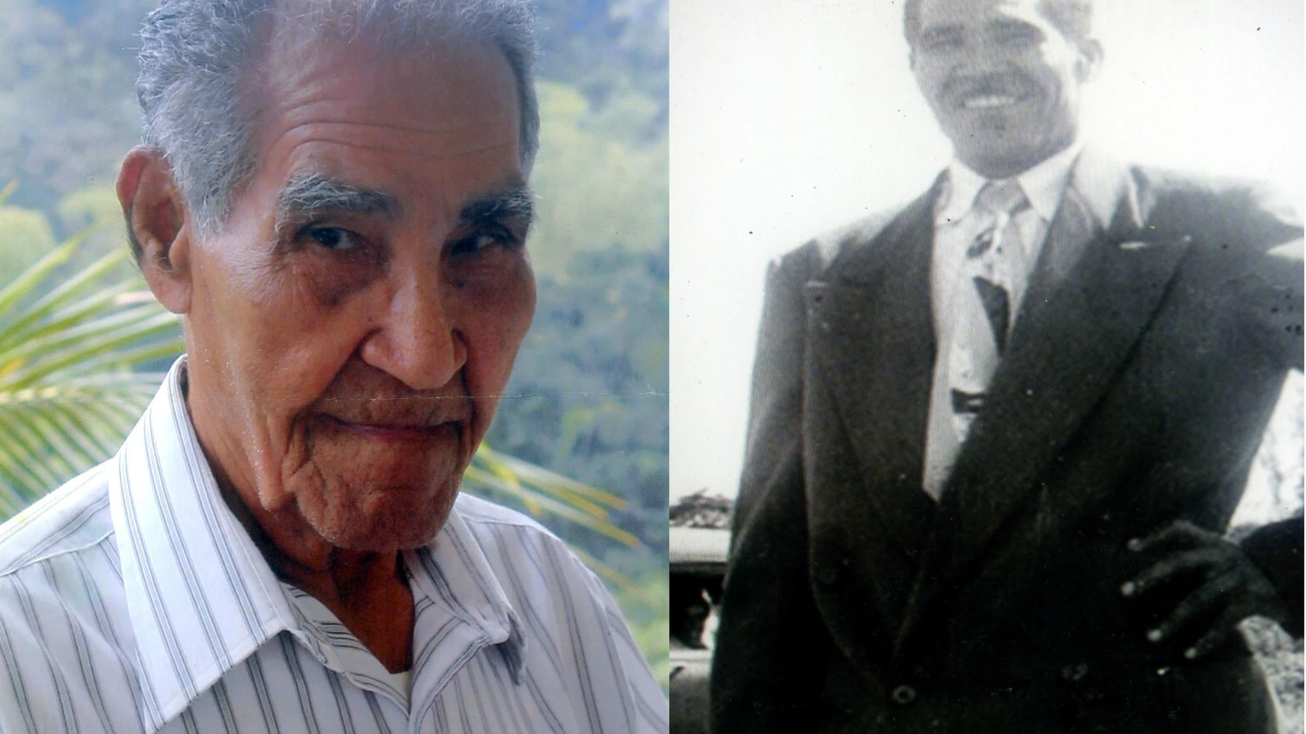 Composición de dos fotografías sin fecha cedidas este jueves por Guinnes World Records donde aparece un después y un antes de Emilio Flores Márquez, el hombre más longevo del mundo con 112 años, en San Juan (Puerto Rico).
