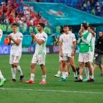 Los jugadores de España celebran su victoria ante Suiza