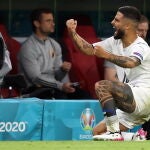 Insigne celebra el gol que marcó a Bélgica, que terminó dando la clasificación a Italia para las semifinales de la Eurocopa