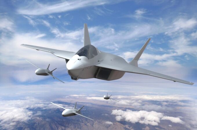 Recreación del futuro avión de combate del FCAS