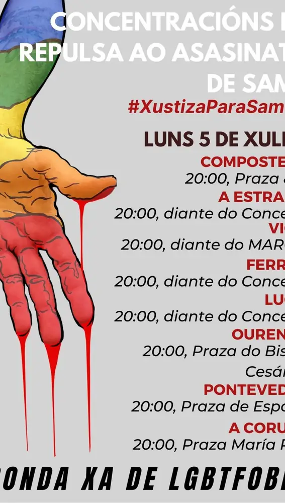 Convocan concentraciones para este lunes en toda Galicia para condenar la muerte de un joven de una paliza en A Coruña