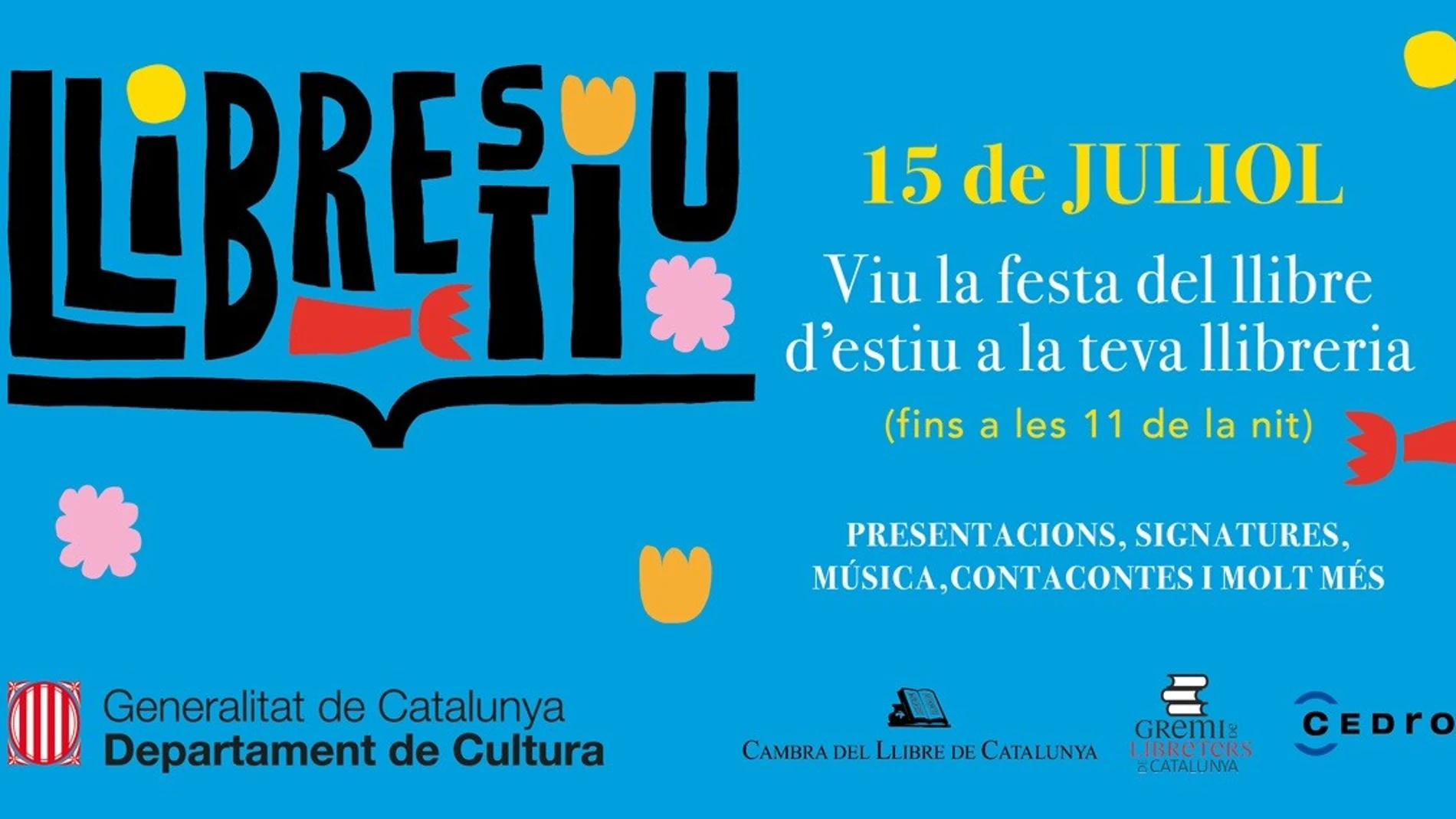 Cartel de la primera edición del 'Llibrestiu', una nueva fiesta estival del libro que se celebrará el 15 de julio en librerías catalanas