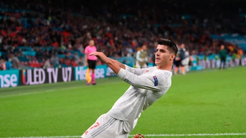 Morata celebra su gol contra Italia