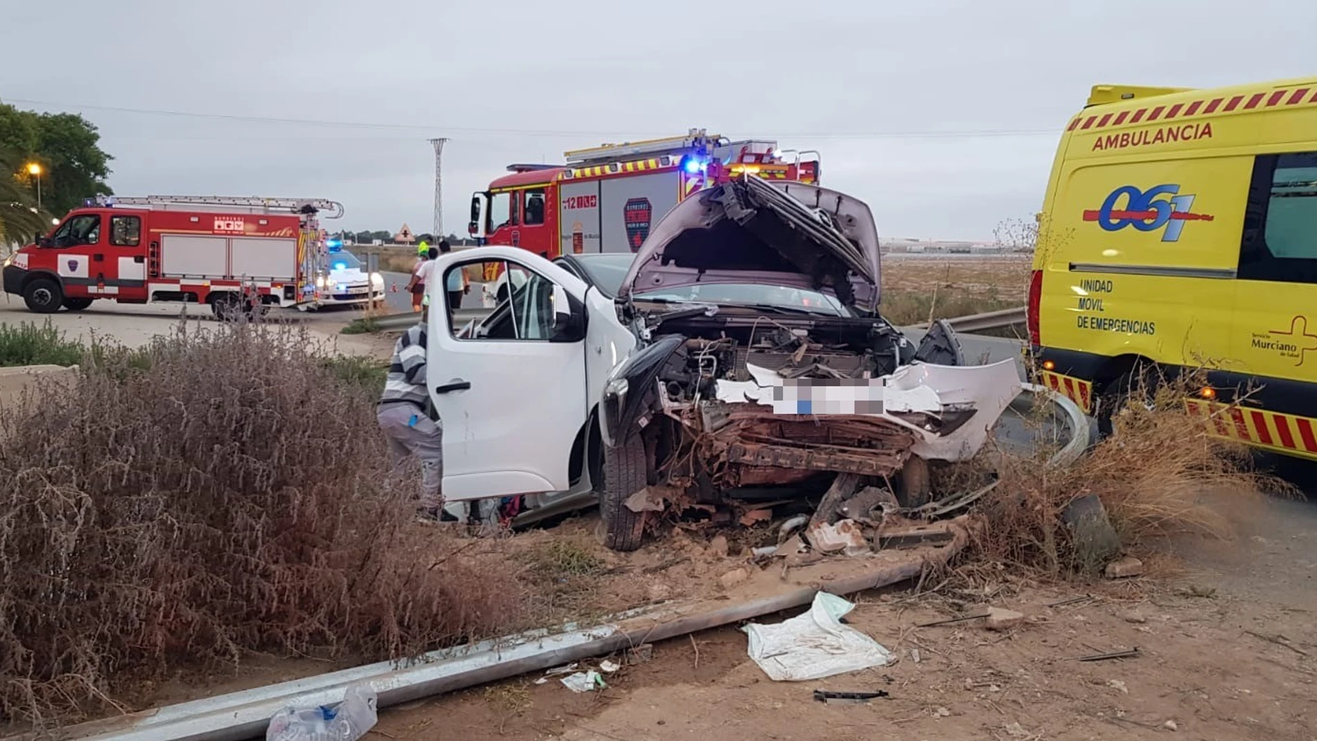 Imagen de la furgoneta siniestrada