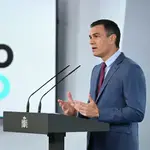 Pedro Sánchez, durante el anuncio de la remodelación del Gobierno