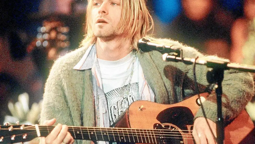 Kurt Cobain, en la famosa grabación de «Unplugged» seis meses antes de su muerte