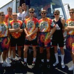 La selección de baloncesto lituana, con su indumentaria confeccionada por los Grateful Dead, en Barcelona 92
